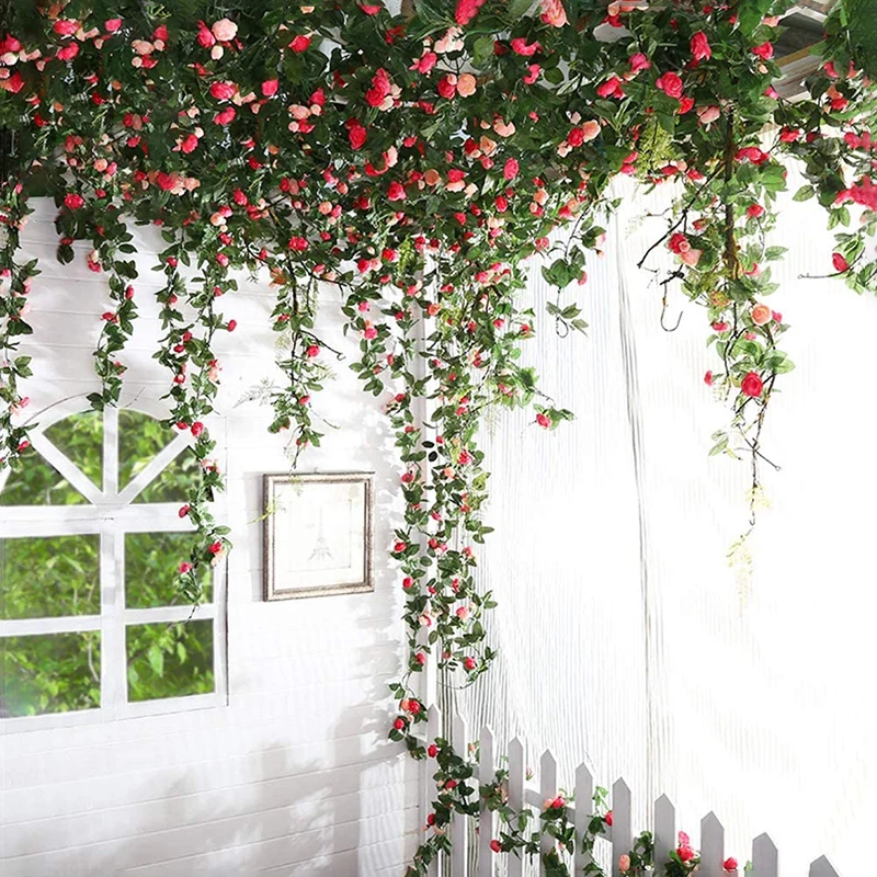

Long Rose Artificial Flowers Garland for Wedding Home Room Christmas Decoration Spring Autumn Garden Arch DIY Fake Plants Vine