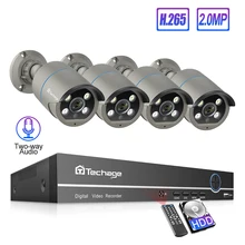 Techage 8CH h.265 1080P POE NVR Системы 4 шт. 2-полосная аудио в виде человечков обнаружения IP CCTV камера Камера Водонепроницаемый комплект видеонаблюдения