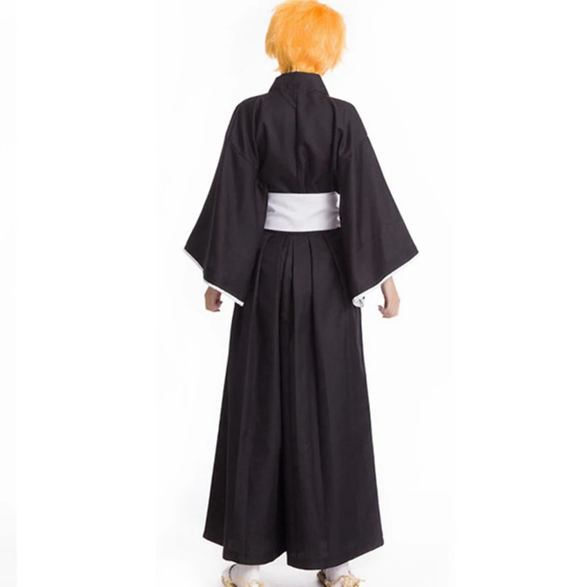 Восточное японское традиционное кимоно Самурайские BLEACH Kurosaki Ichigo Косплей костюмы робы платье с соломенными сандалиями Наруто Луффи