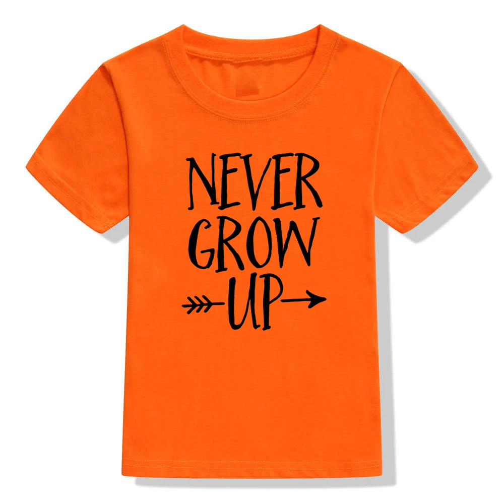 Детская футболка с принтом «Never Grow Up» Детская футболка для мальчиков и девочек, одежда для малышей забавные модные футболки, одежда с короткими рукавами Прямая поставка - Цвет: H402-KSTOG-