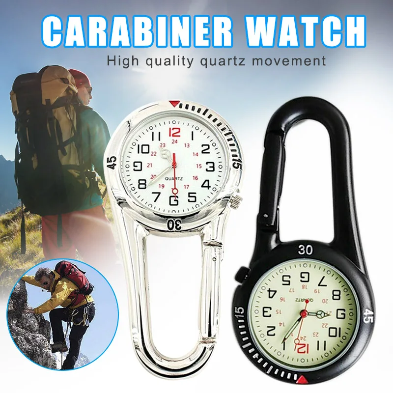 

Clip On Sports Carabiner FOB Watch for Nurses Hiking Mountaineering Backpack KQS8