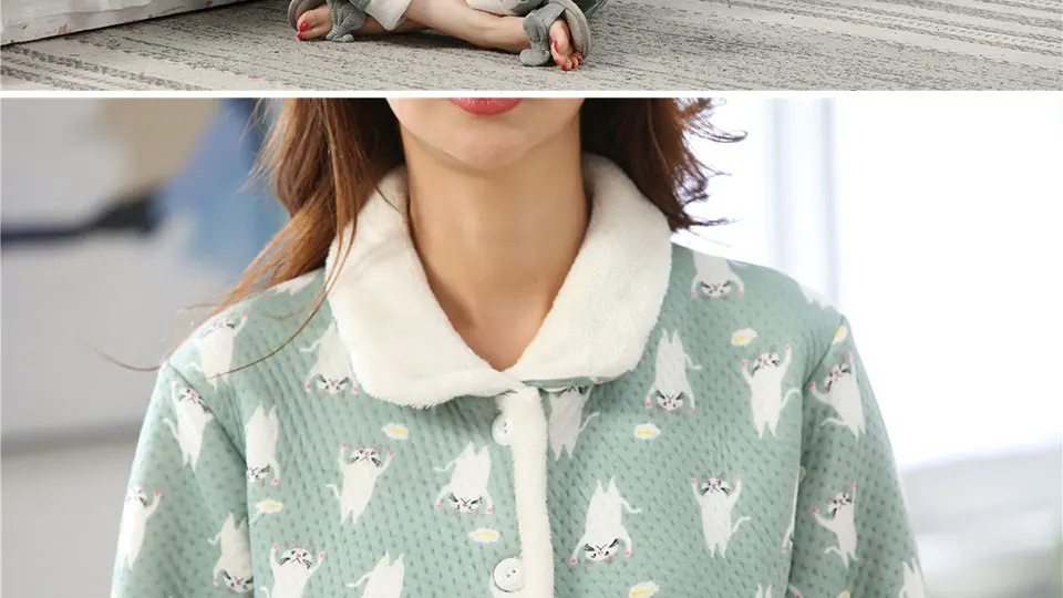 Корейская мода для беременных пижамный комплект с героями мультфильмов на открытом воздухе униформа медсестры сна, Пижамный костюм для детей Зимний Беременность одежда нижнее белье, одежда для сна