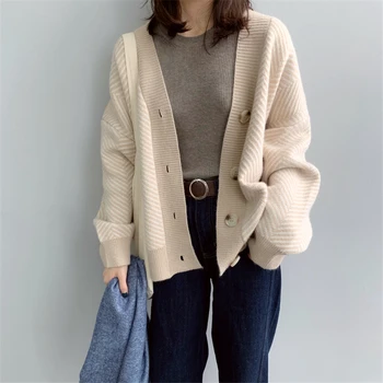 

Striped Loose Women Sweaters Coats New Casual Sweaters Female Elasticity Full-sleeve Wild Trend Loose Knitted Sweaters