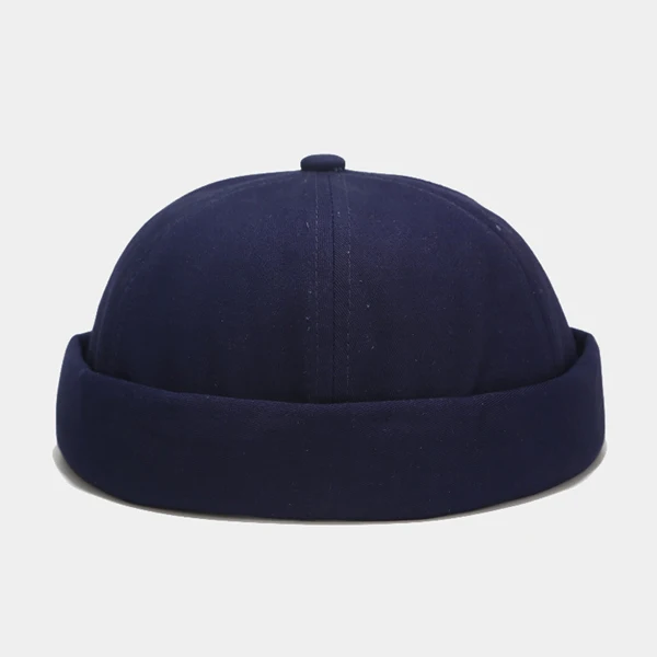 Retro Man Hat Sailor Hat Solid Color Docker Hat Men Landlord Hat Spring Autumn Melon Brimless Hat Street Sailor Cap Hip-Hop Caps 