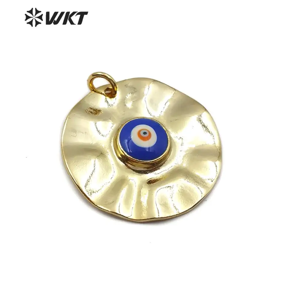 WT-P1470 кулон из натурального камня сглаза шарм подвеска круглой формы с золотым гальванический кулон женский модный кулон, ювелирные изделия