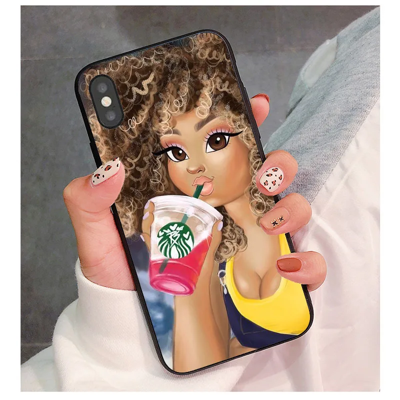 2bunz Melanin Poppin Aba чехол для телефона для iphone 11 11PRO 5S SE 6S 7 8 XS XR XSMAX Черный силиконовый чехол для девочек - Цвет: TPU