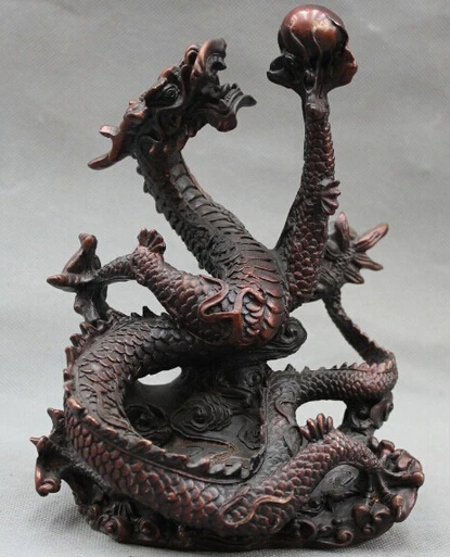 Бесплатная доставка 8 &quotКитайский Бронзовый год зодиака драма жемчуг Статуя