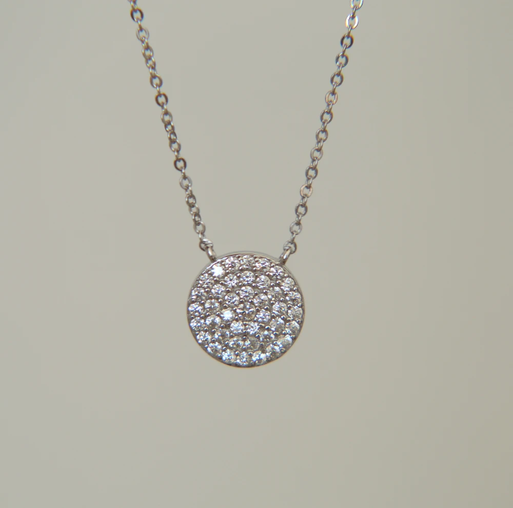 Женское ожерелье из серебра 925 пробы с фианитом|women necklace|round pendantnecklace women necklace |