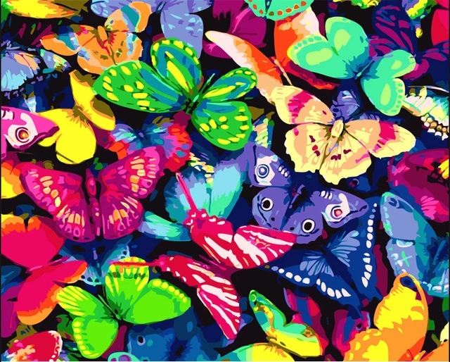 HUACAN живопись по номерам животные бабочка ручная роспись наборы Рисование холст картины украшение дома DIY подарок - Цвет: SZHC1418