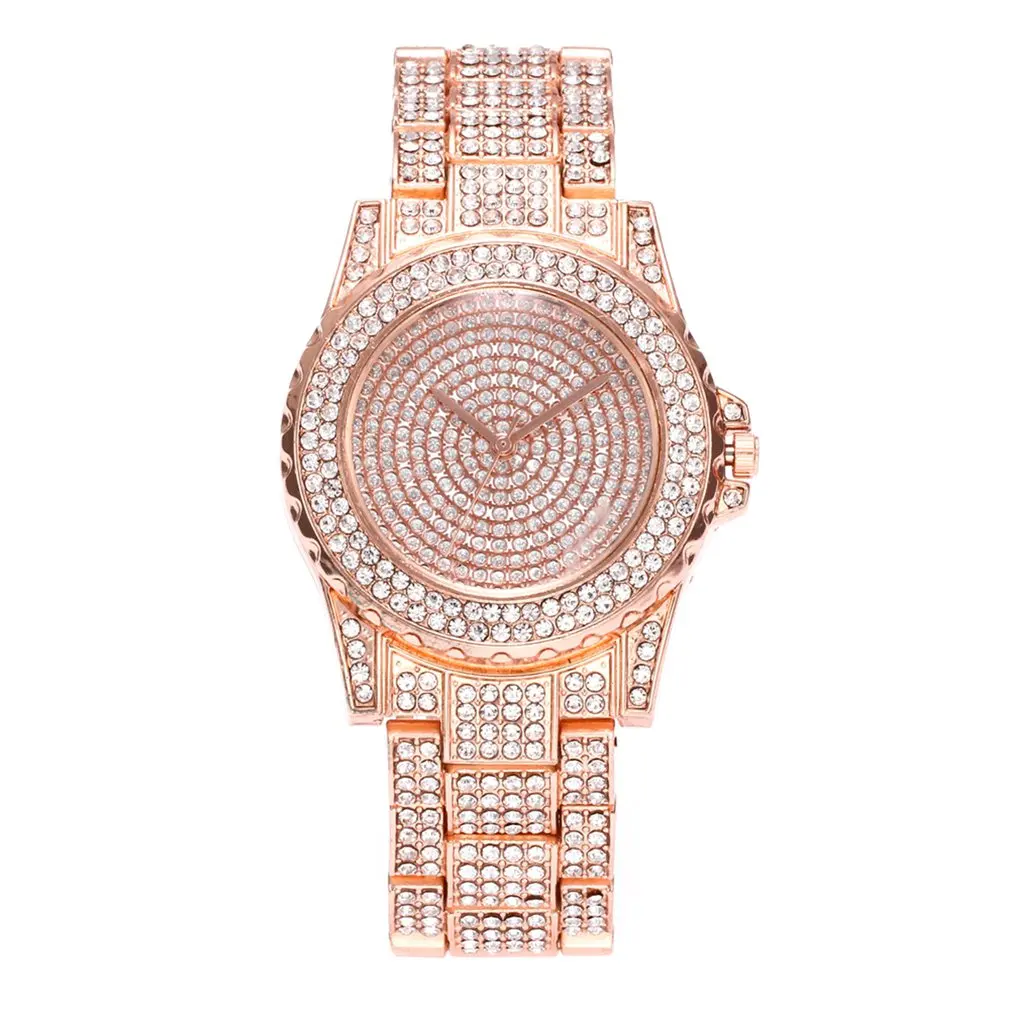 

Luxury Women Fashion Rhinestone Stainless Steel Band Analog Quartz Round Wrist Watch Watches Ladies Gift