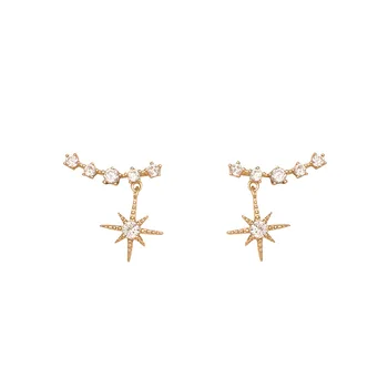 

New earrings French fine lucky eight-mans star stud earrings simple wild fashion earrings High Quality elegant Tiny Ear Studs