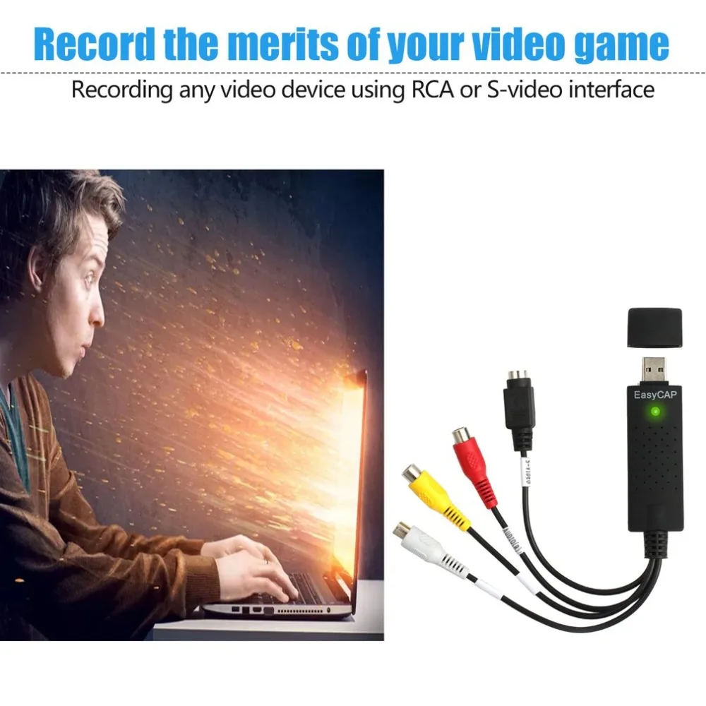 Портативный Easycap USB2.0 аудио видео захвата карты адаптер VHS к DVD видео захвата конвертер для Win7/8/XP/Vista