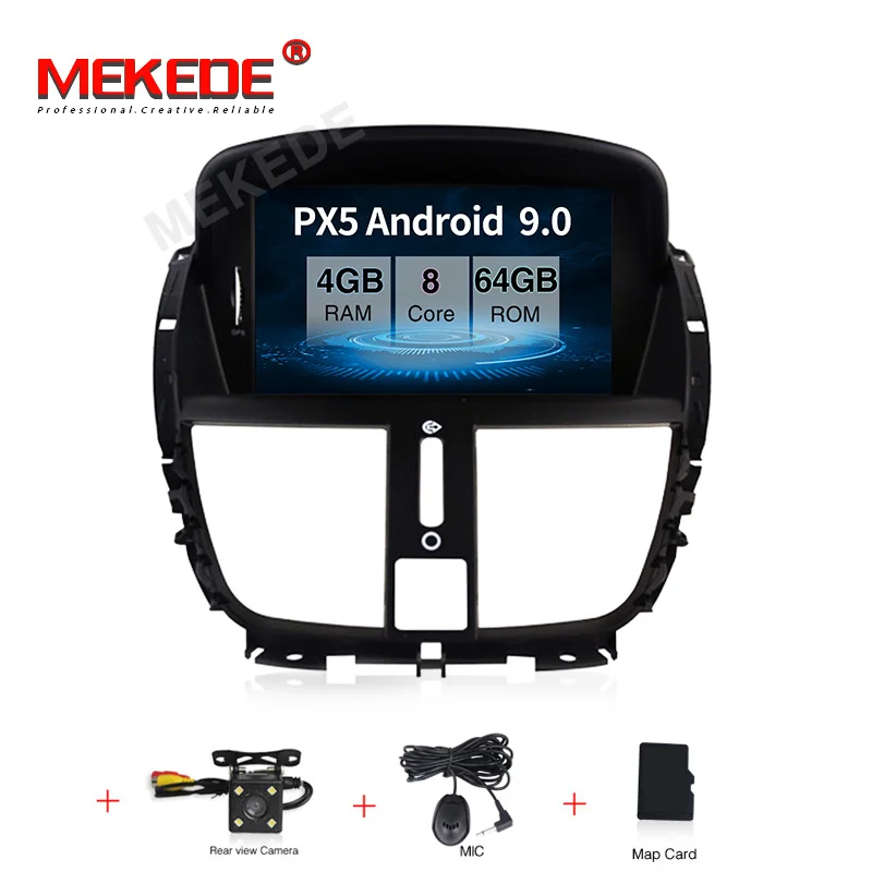 1din 8 ядерный 4G Android 9,0 автомобильный Радио dvd-плеер мультимедиа для peugeot 207 207CC 2007- авто аудио gps Камера просмотра wifi BT - Цвет: 64G add camera