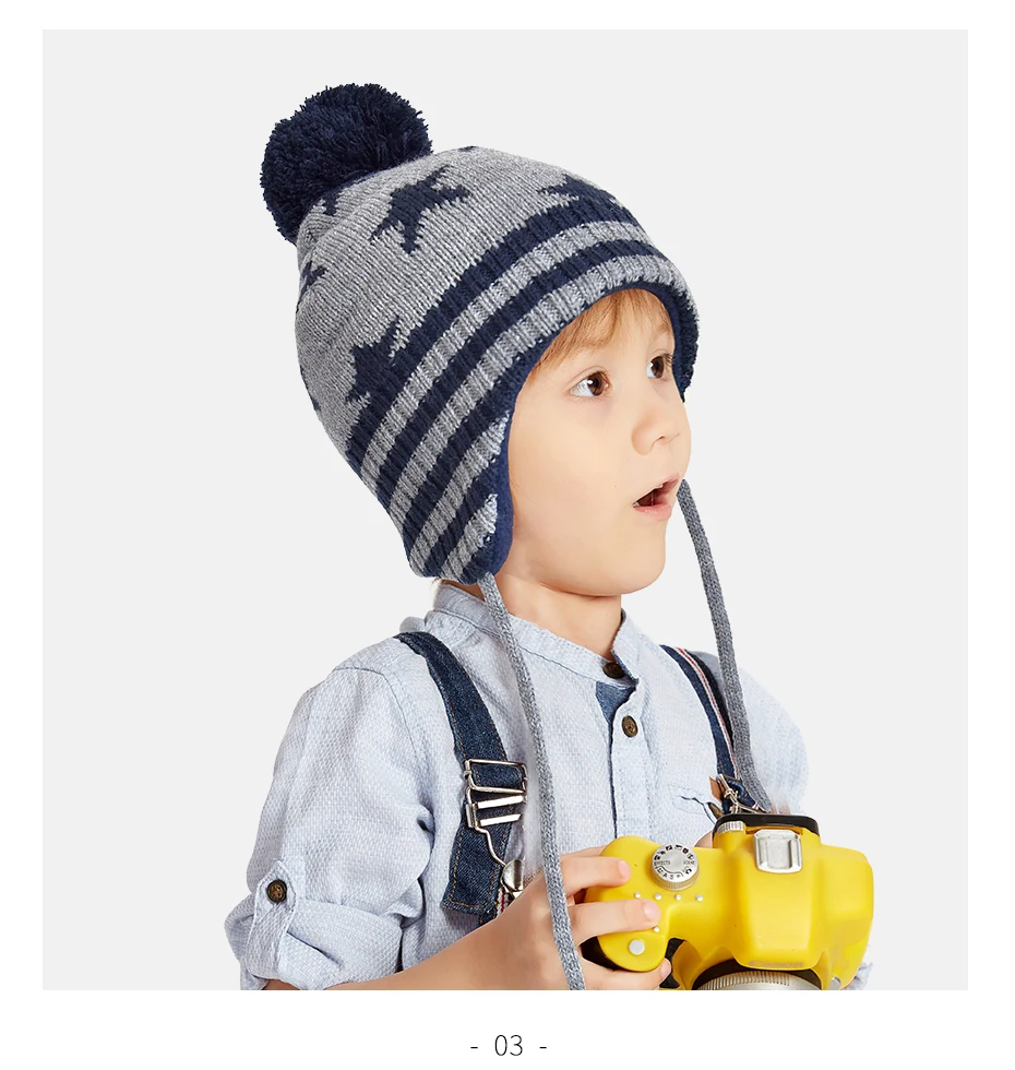 ENJOYFUR/зимние детские шапки для девочек и мальчиков; Детские шапки из лисьего меха с помпоном; детские толстые теплые вязаные шапки с ушками; шапочки