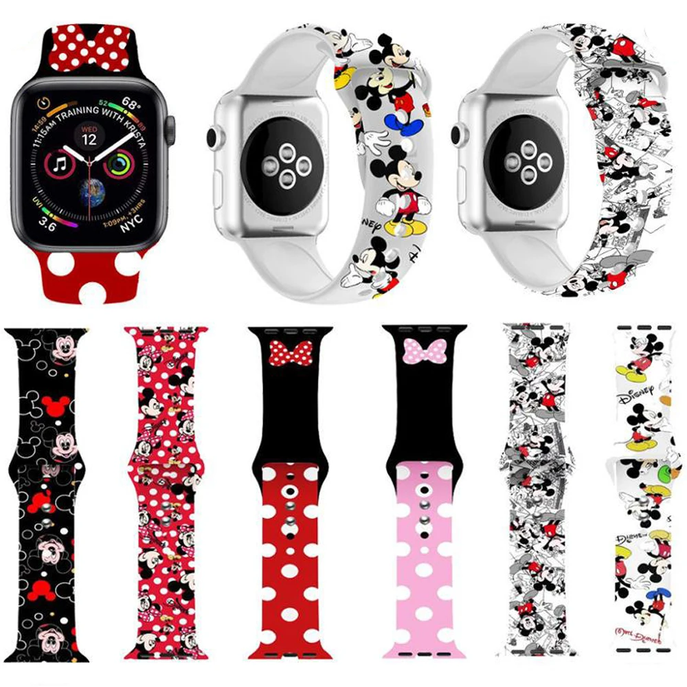 Simpatico cinturino per orologio Disney Mickey Minnie per Apple iWatch Band  4 5 6 sostituzione cinturino in Silicone per iWatch 1 2 3 nuovo -  AliExpress Consumer Electronics