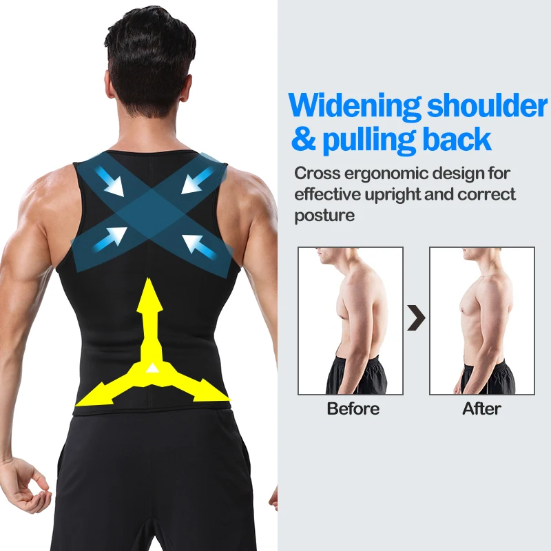 Men Body Shaper Waist Trainer Sauna Suit Sweat Vest Slimming Underwear Weight Loss Shirt Fat Burner Workout Tank Corset
