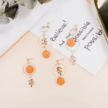 1 пара очаровательных листьев Кулон Золотые деревянные серьги-гвоздики женские ювелирные изделия