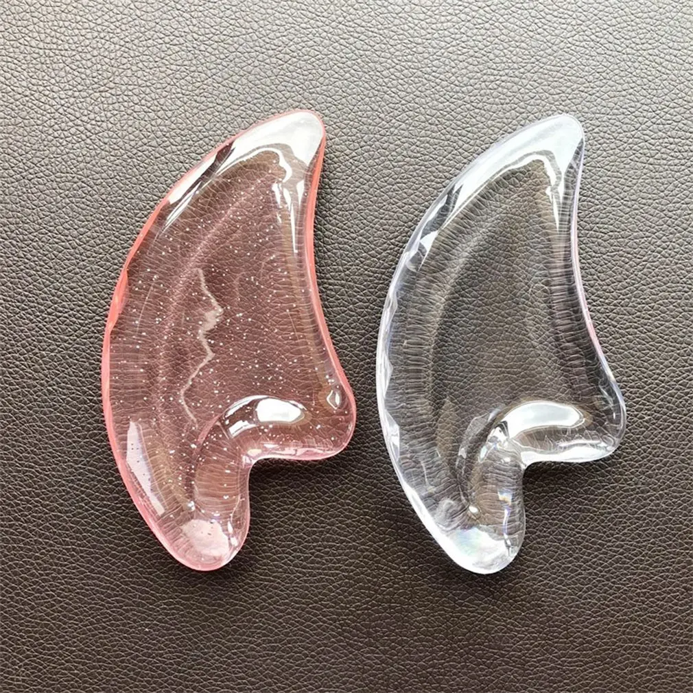 

1 Pcs Facial Massager Crystal Sand Scraper Facial Care Meridian Dredge Natural Resin Massage Sheet Pink Crystal