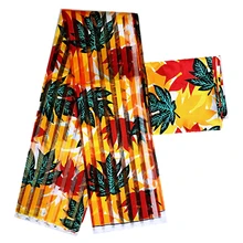 Африканская восковая Ткань Органза Шелковый воск с атласной лентой Набор Шелковый воск мягкий материал для женского платья 4+ 2 ярдов