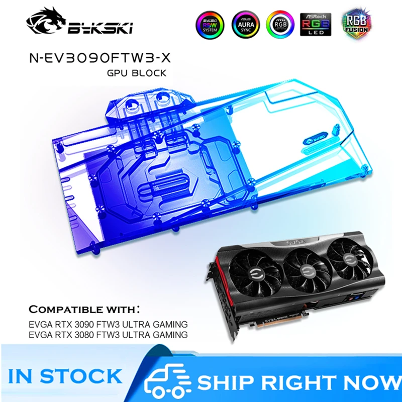 Bykski Full Coverage GPU Water Block and Backplate for EVGA RTX 3090/3080 FTW3 Ultra Gaming N-EV3090FTW3-X Bykski Full Coverage GPU Water Block and Backplate for EVGA RTX 3090/3080 FTW3 Ultra Gaming N-EV3090FTW3-X