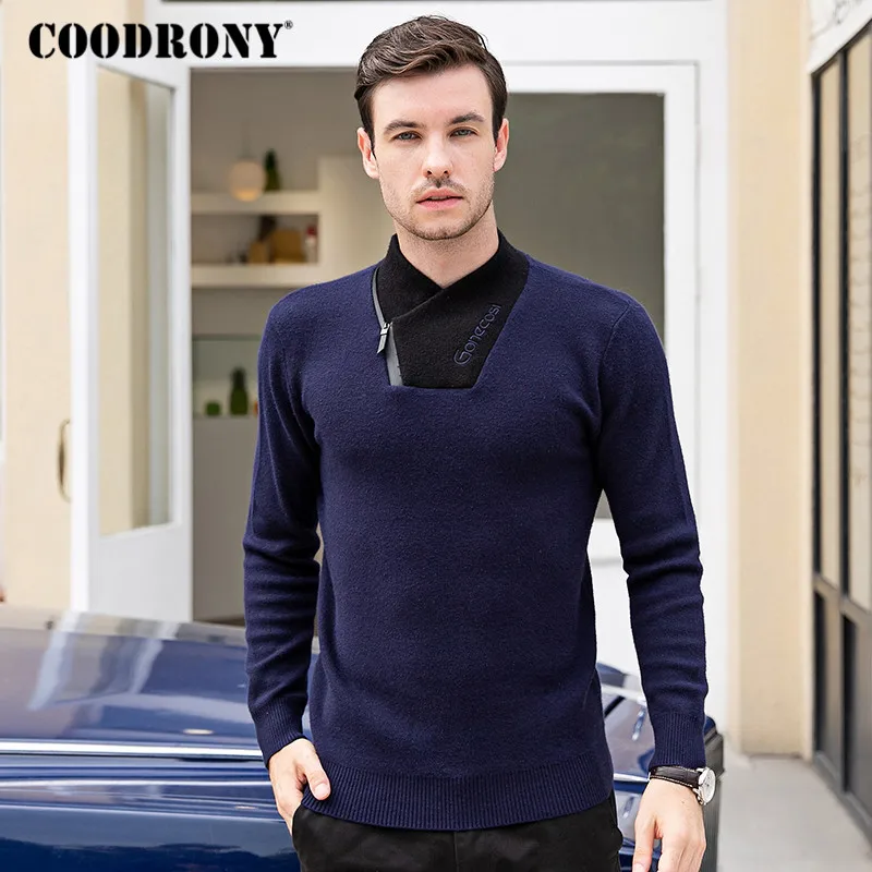 Best Price COODRONY Brand Turtleneck Men Fashion Casual Pull Homme Autumn Winter Thick Warm Sweater Men Zipper Knitwear Jersey Hombre C1025