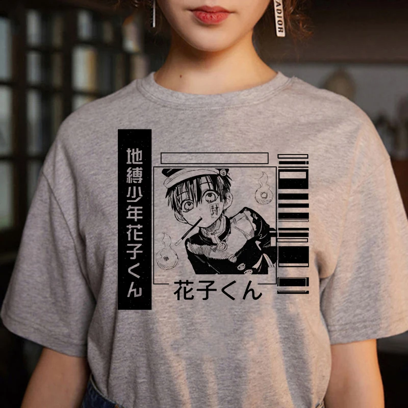 

Футболка женская с японским аниме Jibaku Shounen, милая графическая рубашка Харадзюку Ханако Кун, повседневный топ в стиле 90-х, на лето