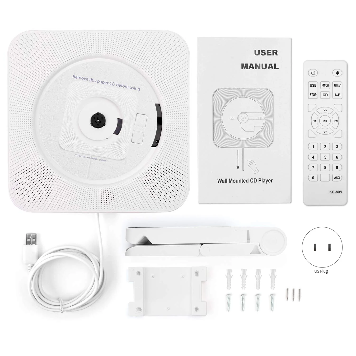 Настенный Bluetooth CD-плеер Пульт дистанционного управления fm-радио встроенный HiFi Bluetooth портативный домашний аудио магнитофон