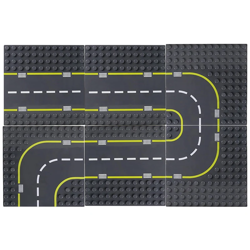 A3 City Road Street Duploed Baseplate Combo 19,1*19,1 см прямая изогнутая строительные блоки большая частица Базовая пластина для конструктора для детей подарок - Цвет: A3