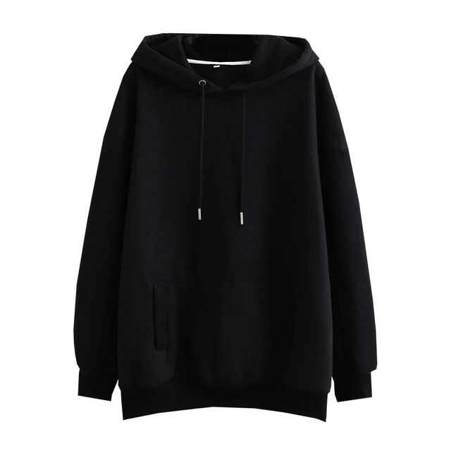 Tangada Women couple sweatshirt fleece 100% cotton amygreen oversized hood hoodies sweatshirts plus size SD60 SD60-Black