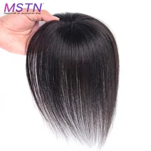 MSTN Топпер шиньон с взрыва волос кусок топ кусок закрытие парик прямой синтетический протеин шелковые волосы ручной работы натуральный черный