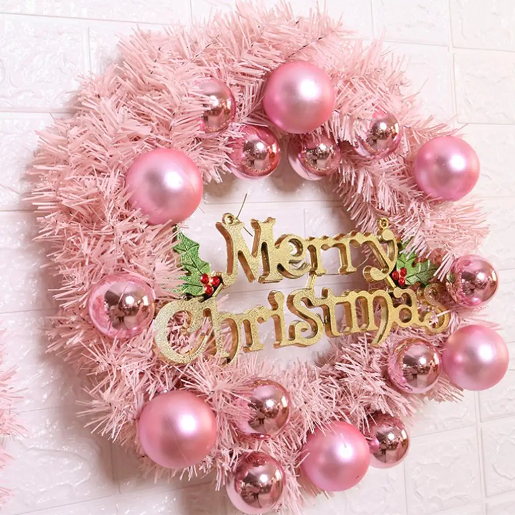 Christmas Wreath Artificial Pink Wreath Door Hanging Pendant Garland Shopping Mall Christmas Tree Door Decoration Wreath