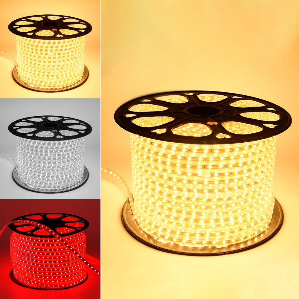 buy Waterproof Led Strip Light With EU Plug 2835 SMD Flexible Rope Light High Brightness Indoor TV Desktop Screen decoration
