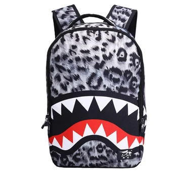 

2019 New Student Polyester Fiber Shoulder Bag Fashion Cool Shark Printing Women's Backpack Large Capacity Travel Bag Unisex