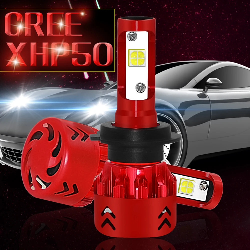 Автомобильные фары 2 шт. светодиодные лампы XHP 50 70 H7 H4 H8 H9 H11 HB3 HB4 120 Вт 19200LM 12 В