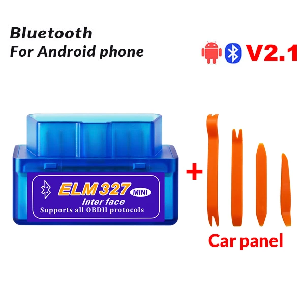 OBD2 Мини elm327 OBD 2 V2.1 Bluetooth elm 327 OBD2 диагностический инструмент автомобильные аксессуары OBDII сканер для Android/Symbian/pc - Цвет: ELM327 BT with Panel