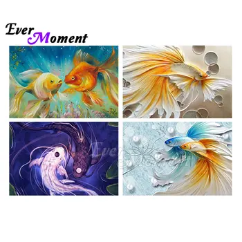 

Ever Moment Diamond Painting Fish Wall Art 5D Resin Drills Handmade Gift DIY Kits Brilliant Rhinestones Modern Pictures 4Y537