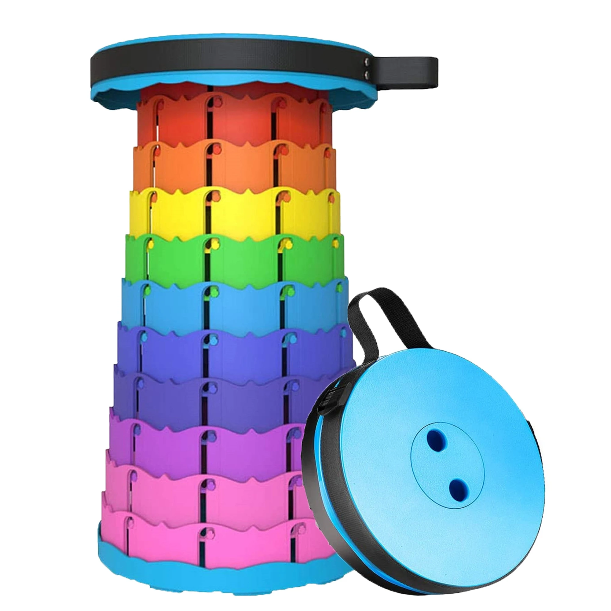 

Outdoor Retractable Stool Rainbow Color Folding Chiar Portable Camping Stool Fishing Lounge Chair Foldable plastic stool