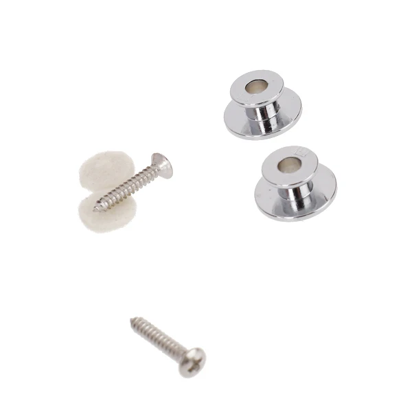 2 Solid Quality Replacement Buttons For Guitar Mandolin Strap Lock Silver Screws
