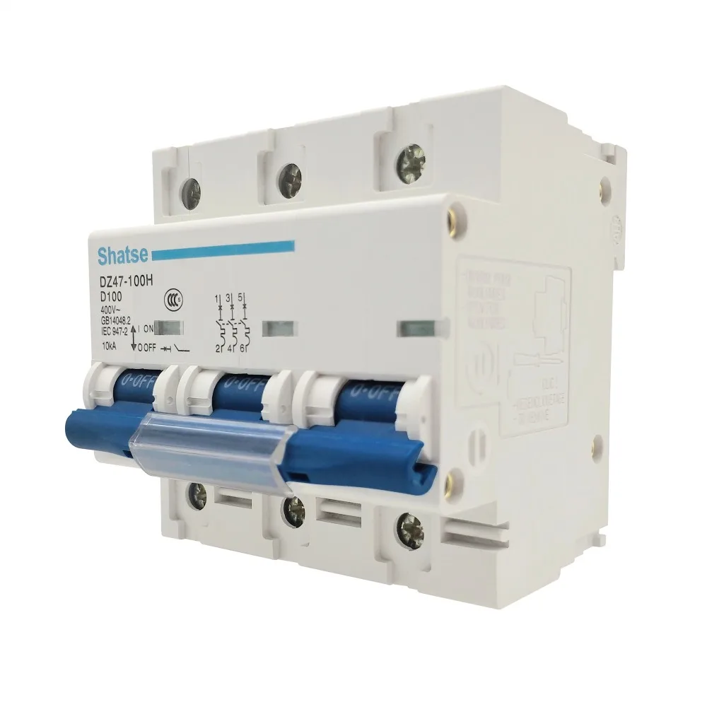 DZ47-100H 3P 100A AC 400V выключатель MCB D Кривая