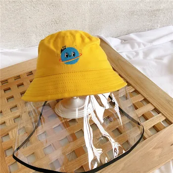

1PC Children's Outdoor Print Sun Protection Fisherman Anti-saliva Hat+PVC Face Cover Cute Baby Caps