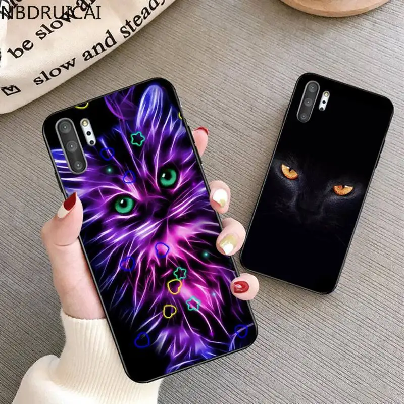 Cute Black Cat Staring Eyes Phone Case For Samsung Galaxy Note20 ultra 7 8 9 10 Plus lite J7 J8 M21 M30S | Мобильные телефоны и