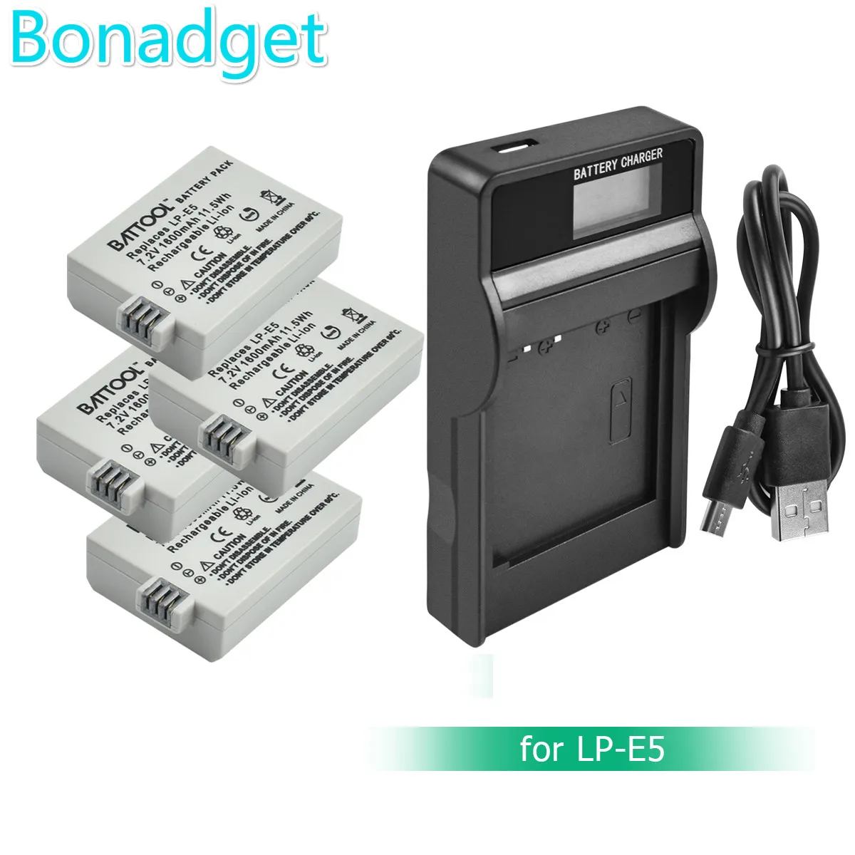 Bonadget 7,2 V 1600mAh LP-E5 LPE5 LP E5 Аккумулятор для камеры Canon EOS Rebel XS Rebel T1i Rebel XSi 1000D 500D цифровой аккумулятор