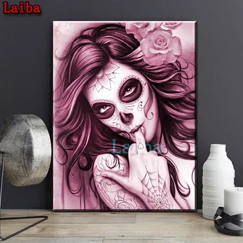 

DIY Embroidery Halloween makeup woman Drawing Needlework 5D Diamond Painting Gift Full Diamond Mosaic Cross stitch Decor puzzle