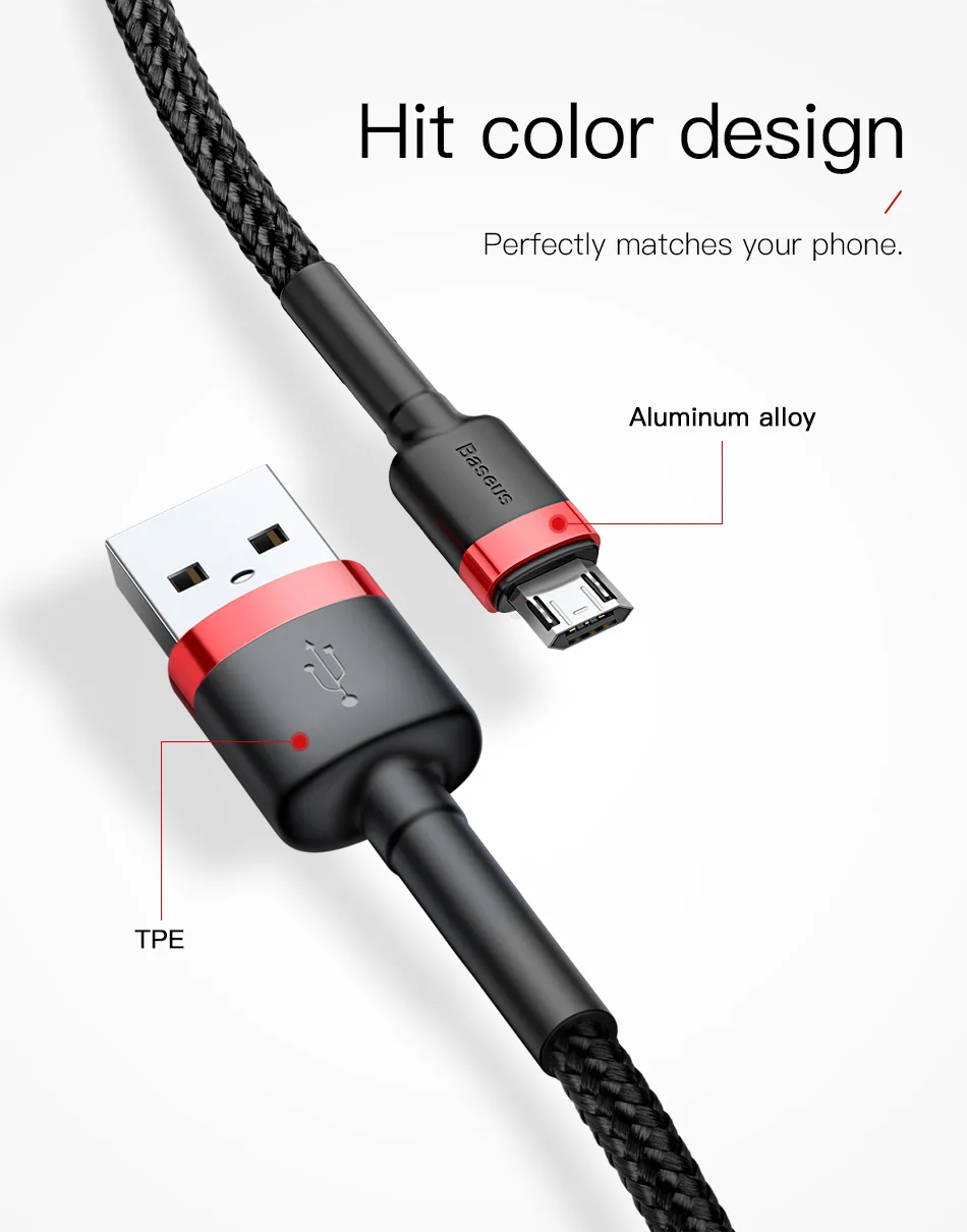 Micro usb cable short 0.5m 1m 2m 3m 2.4A fast Charging data mobile phone charger for Samsung s7 s6 sony LG xiaomi redmi note 5 4
