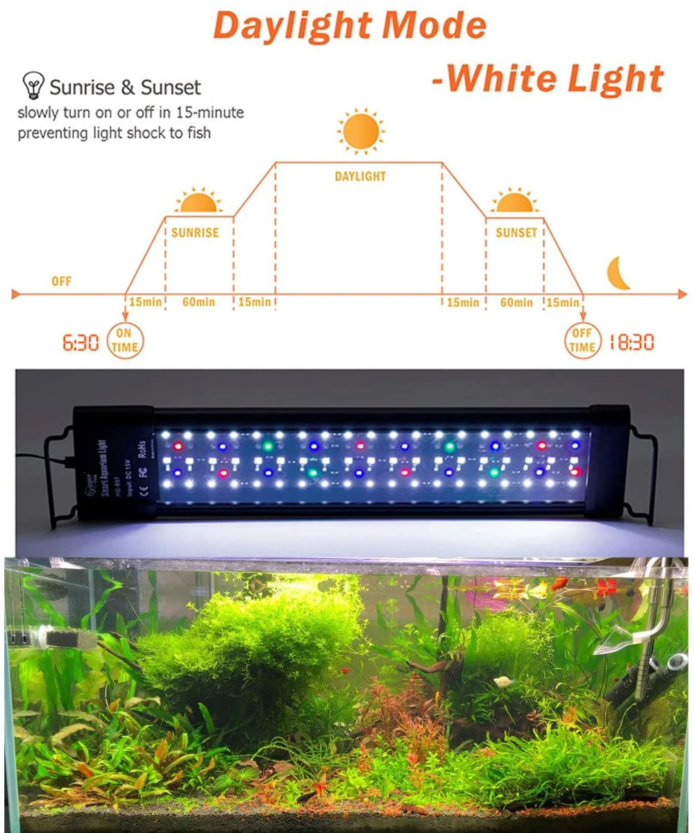 プログラマブル8色自動led水族館光フルスペクトル光淡水植えledライトとタイマー日没 Lightings Aliexpress