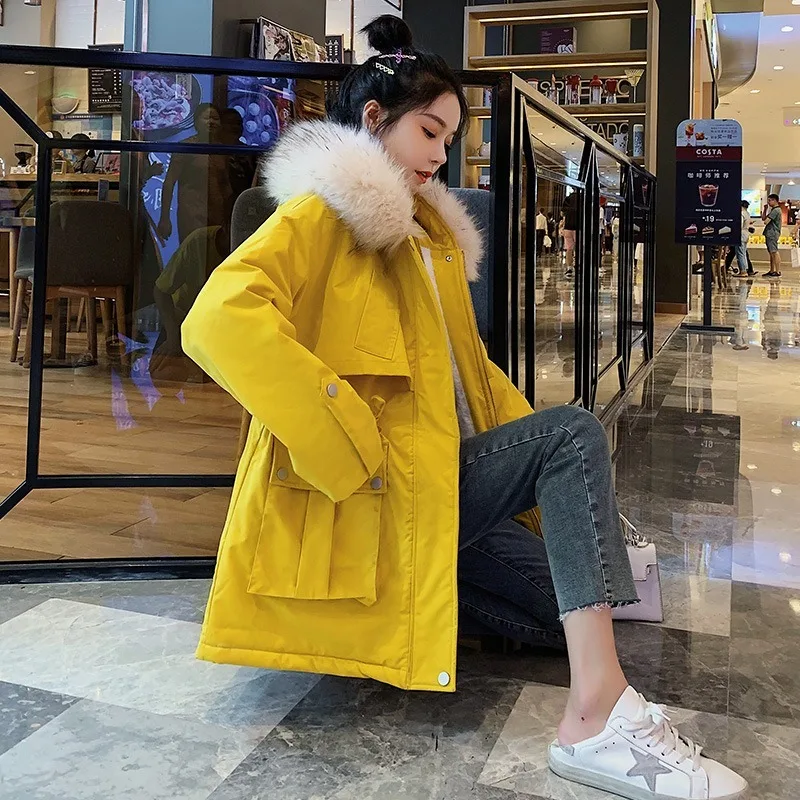 Large Natural Fox Fur Hooded Winter Jacket Women 90% White Duck Down Thick Parkas Warm Sash Tie Up Snow Coat | Женская одежда