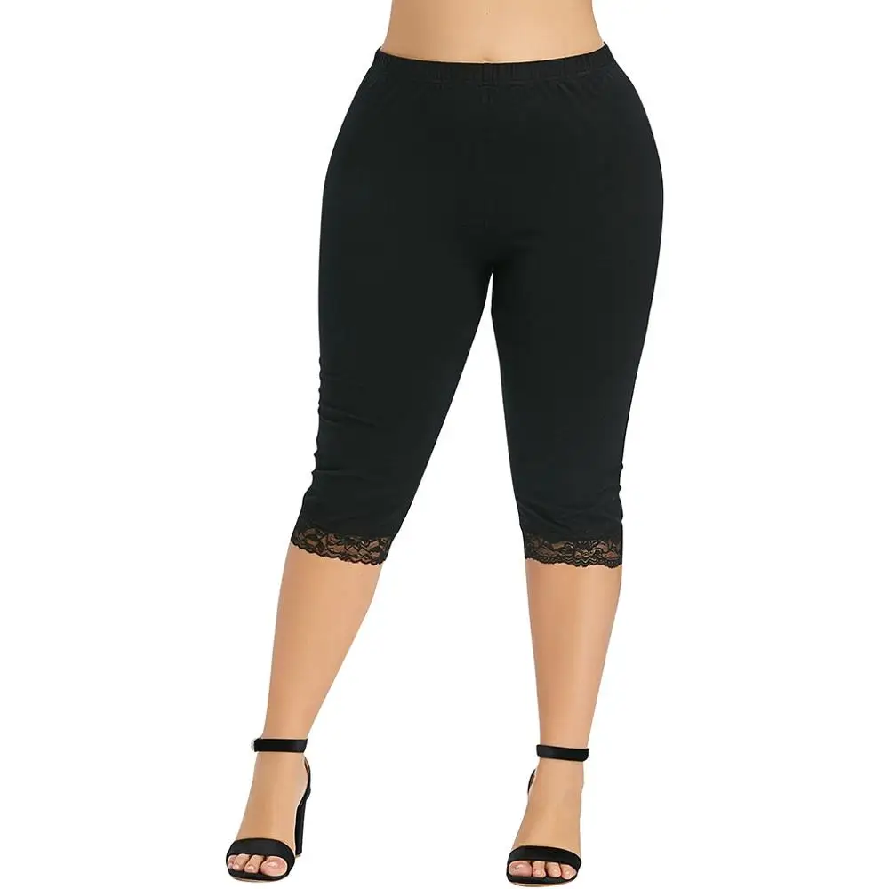 

Fashion Womens legging plus size Pants High Waist Elastic Lace Solid Sport Pants L-5XL104