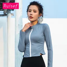 Женская куртка для бега с длинным рукавом на молнии, рубашка для фитнеса и йоги, топ для тренировок, спортивная одежда, топы для спортзала, спортивные пальто, женская укороченная куртка