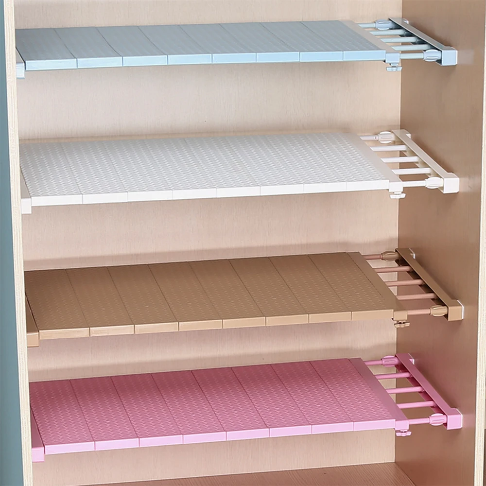 Adjustable Closet Organizer Storage Shelf Wall Mounted DIY Wardrobe/Clothes/Kitchen Storage Holders Racks Plastic Layer/Dividers