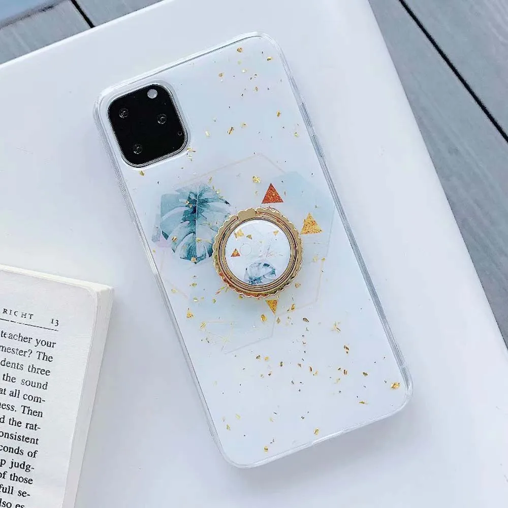 Чехол для телефона с кольцом на палец, мраморный чехол s для iphone 11 Pro XS Max X XR 8 7 6 6S Plus, мягкий силиконовый чехол из ТПУ